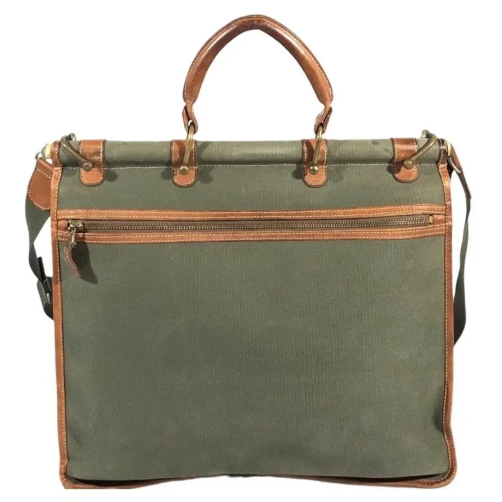 BURBERRYS Canvas Messenger Bag With Top Handle and Adjustable Leather Straps